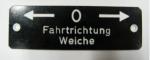 Resopal-Schild "Fahrtrichtung Weiche links / 0 / rechts"